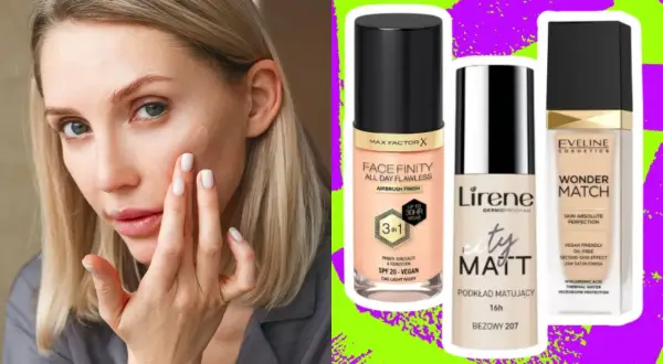 Profesjonalne podkłady do makijażu: Max Factor Face Finity, Lirene City Matt i Eveline Wonder Match.