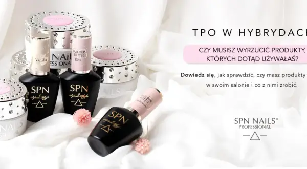 Produkty SPN Nails, w tym lakiery hybrydowe i bazy. Czy na zwykły lakier można nałożyć top hybrydowy? Dowiedz się, jak sprawdzić produkty z TPO.