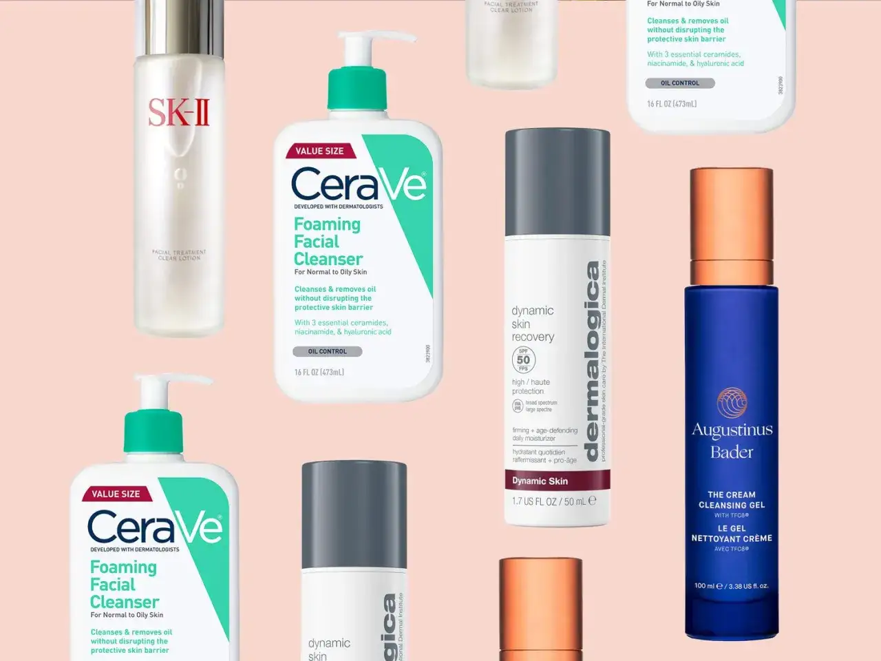 Kosmetyki do pielęgnacji twarzy, które pomogą jak ujędrnić skórę twarzy po 40. SK-II, CeraVe, Dermalogica, Augustinus Bader.
