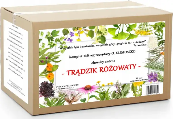 Zioła na trądzik różowaty - komplet 11 ziół wg receptury O. Klimuszko. Wyleczyłam trądzik różowaty ziołami, a teraz dzielę się tym naturalnym wsparciem.